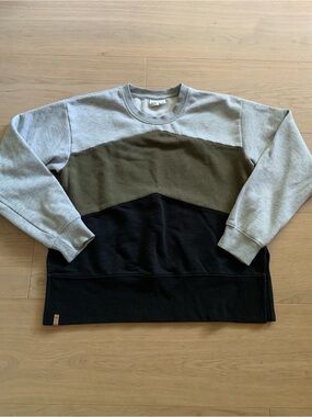 tentree TreeFleece Chevron Crew Womens S Colorblock Granola Style Sweatshirt